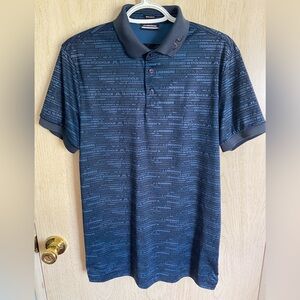 J LINDEBERG KV Print Men's Short Sleeve Golf Polo Shirt Blue Sweden Sz Small